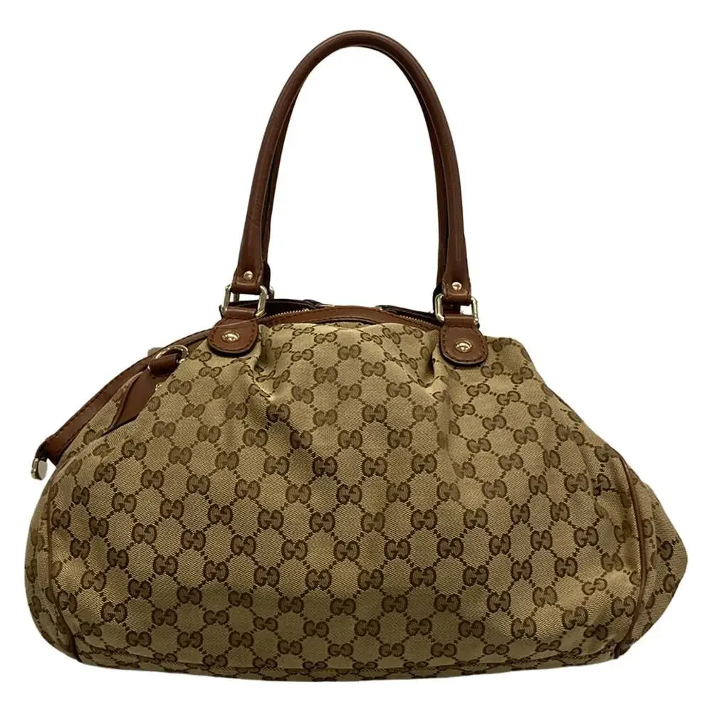 Gucci GG/Sukey Handbag 223974 Beige Dark Brown Jacquard Leather